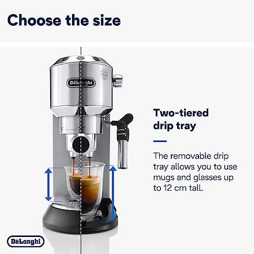 De'Longhi Dedica Style, traditionell espressomaskin med pump, kaffe- och cappuccinobryggare, EC685M, 1 liter, silver
