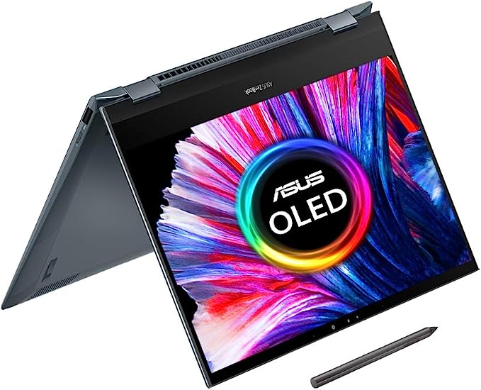 ASUS ZenBook Flip OLED UX363EA 13.3 Intel EVO Convertible Laptop (Intel i7-1165G7, 16 GB RAM, 1 TB SSD, bakgrundsbelyst tangentbord, Windows 11) Inklusive stylus, USB-C till ljuduttag Pine Grey UX363EA-HP768W