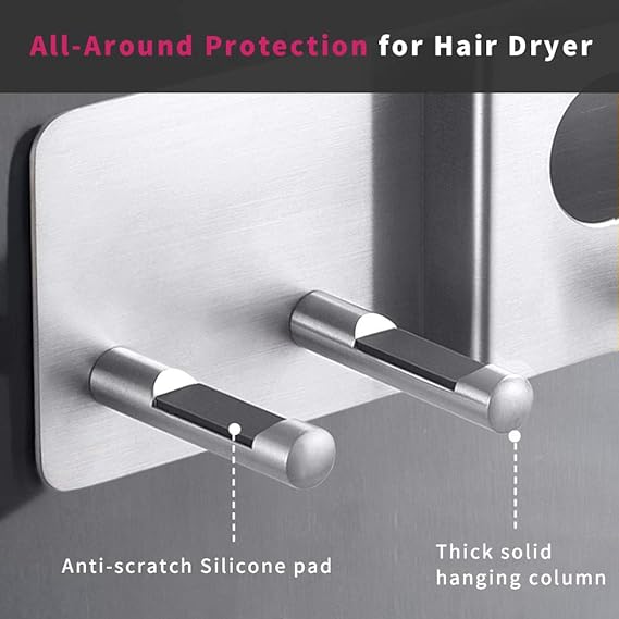 Hårfönhållare kompatibel med Dyson Supersonic Hårfön kompatibel med Dyson Airwrap Styler Förvaring 2in1 väggmonterat stativ passar lockar diffusor 2 munstycken för badrum sovrum salong