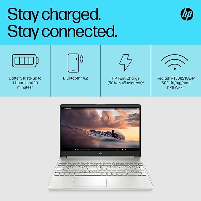 HP 15,6-tums bärbar PC med full HD 15s-fq2016sa, Intel i5, 8 GB RAM, 512 GB SSD, Windows 11 - Naturligt silver