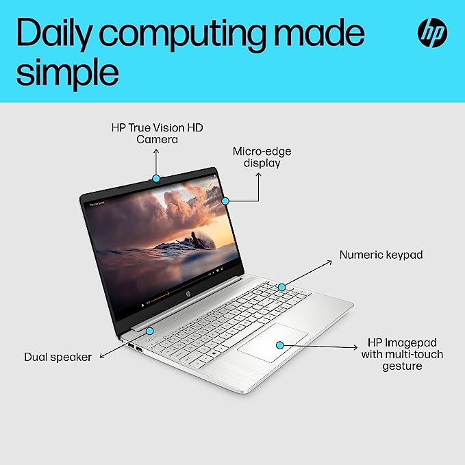 HP 15,6-tums bärbar PC med full HD 15s-fq2016sa, Intel i5, 8 GB RAM, 512 GB SSD, Windows 11 - Naturligt silver