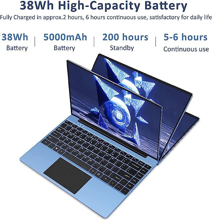 Aocwei bärbar dator 14" Celeron N4020 upp till 2,8 GHz Windows 10, 6 GB + 128 GB SSD-expansion, traditionell bärbar dator med 1080P FHD, DUAL WiFi Bluetooth 4.2 Full Metal Notebook med trådlös mus - blå