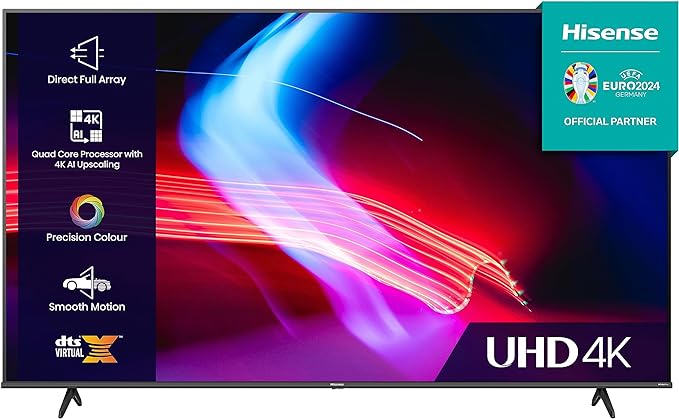 Hisense 4K UHD TV A6K och HS2100 med 240W Max Audio och trådlös subwoofer &EZ Play