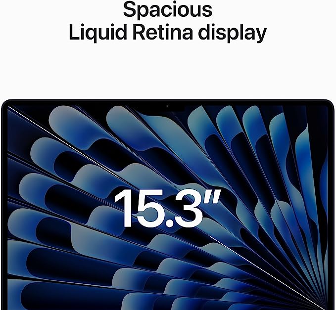 Apple 2023 MacBook Air bärbar dator med M2-chip: 15,3-tums Liquid Retina-skärm, 8 GB RAM, 512 GB SSD-lagring, bakgrundsbelyst tangentbord, 1080p FaceTime HD-kamera, Touch ID. Fungerar med iPhone/iPad; Midnatt