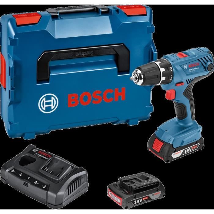 Batteridriven Skruvdragare Bosch GSR 18V-21 + 2 batterier 2Ah + laddare + förvaringslåda