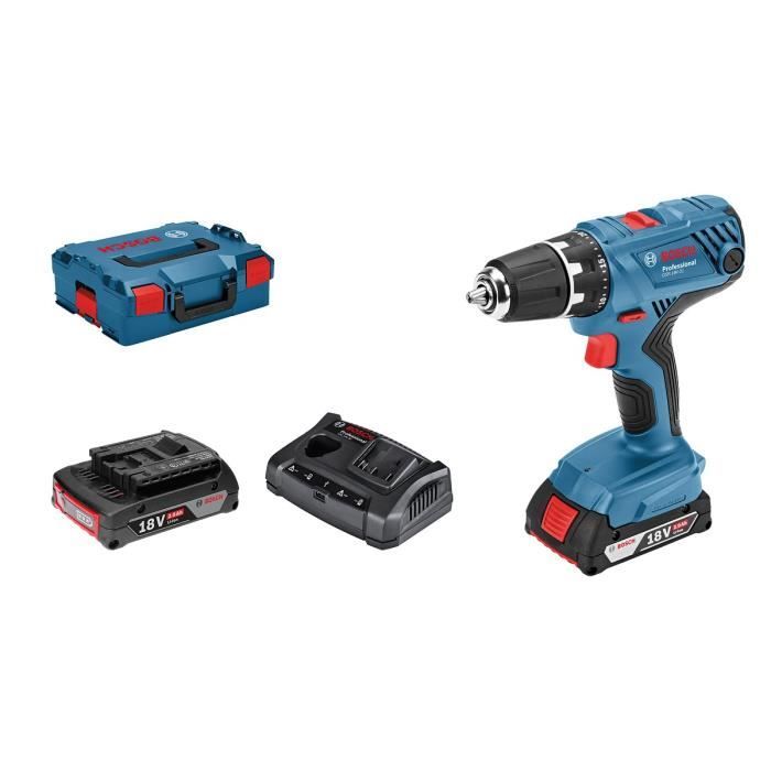 Batteridriven Skruvdragare Bosch GSR 18V-21 + 2 batterier 2Ah + laddare + förvaringslåda